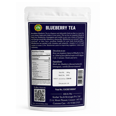 Brooklane Blueberry Tea pouch side angle view