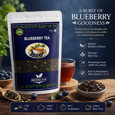 Brooklane Blueberry Tea pouch packaging design 3
