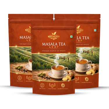 Brooklane Masala Chai Leaf brewed cup with milk